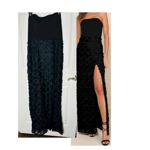 Lulu's Elegant Black Strapless Gown - Picture 1 of 7